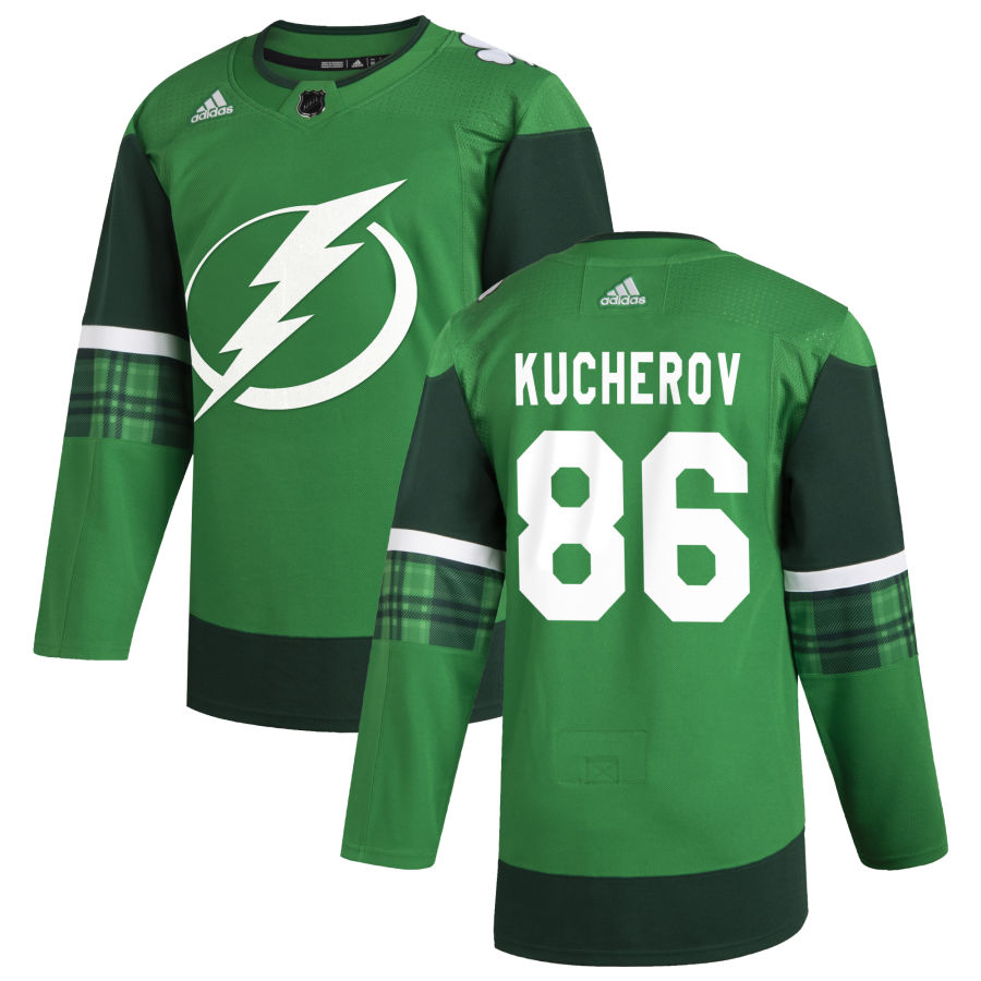 Tampa Bay Lightning #86 Nikita Kucherov Men Adidas 2020 St. Patrick Day Stitched NHL Jersey Green->tampa bay lightning->NHL Jersey